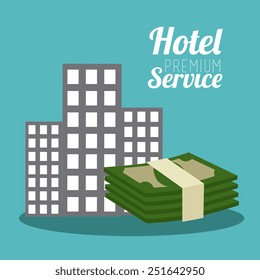 Hotel design over blue background, vector illustration. Hotel design over blue background, vector illustration.