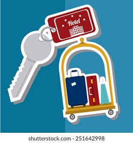 Hotel design over blue background, vector illustration.
