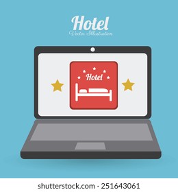Hotel design over blue background, vector illustration.