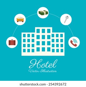 Hotel design over blue background, vector illustration.