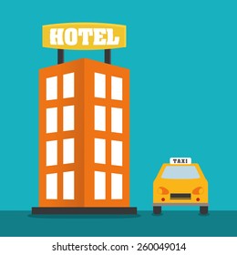 Hotel design over blue background, vector illustration.