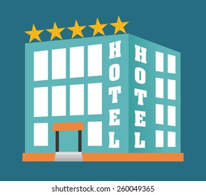 Hotel design over blue background, vector illustration.
