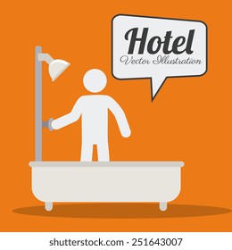 Hotel design over orange background, vector illustration.