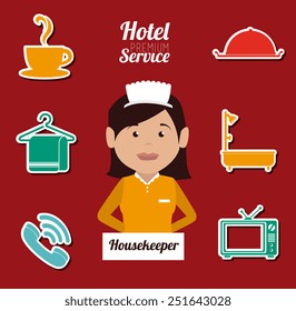 Hotel design over red background, vector illustration.