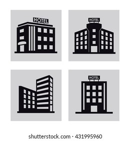 Diseño del hotel. Icono de servicio. Ilustración plana, Vector