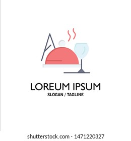 Hotel, Dish, Food, Glass Business Logo Template. Flat Color. Vector Icon Template background