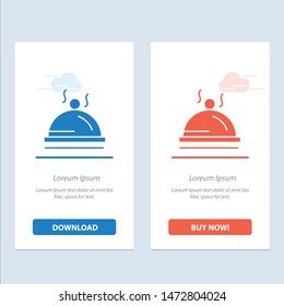 Hotel, Dish, Food, Service  Blue and Red Download and Buy Now web Widget Card Template