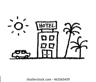 Hotel Doodle. A hand drawn vector doodle illustration of a hotel.