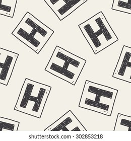 hotel doodle seamless pattern background