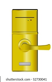 Hotel door handle with electronic key