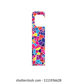 Hotel Door hanger tag sign. Vector. Stained glass icon on white background. Colorful polygons. Isolated.