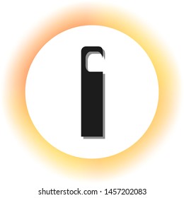 Hotel Door hanger tag sign. Dark icon with shadow on the glowing circle button. Illustration.