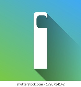 Hotel Door hanger tag sign. White Icon with gray dropped limitless shadow on green to blue background. Illustration.