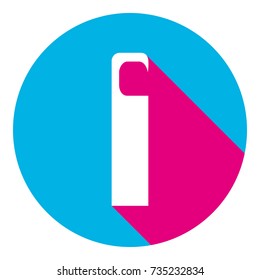 Hotel Door hanger tag sign. Vector. Flat white icon with mexican pink shadow inside sky blue(S and G) circle at white background. Isolated. Trend colors in 2017.