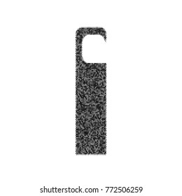 Hotel Door hanger tag sign. Vector. Black icon from many ovelapping circles with random opacity on white background. Noisy. Isolated.