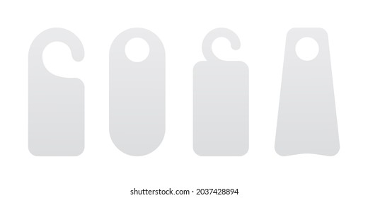 Hotel door hanger tags template icon signs set flat style design vector illustration. Empty door flyer or do not disturb mock up isolated on white background.