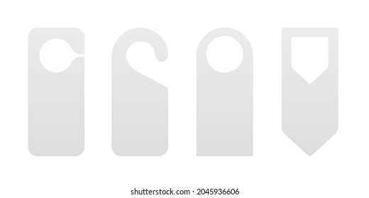 Hotel door hanger tags template icon signs set flat style design vector illustration. Empty door flyer or do not disturb mock up isolated on white background.