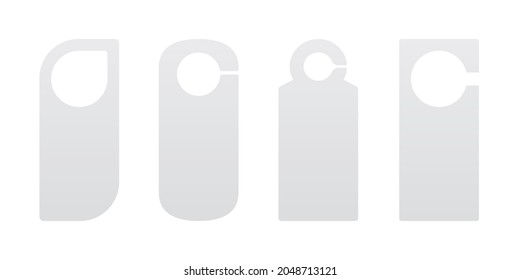 Hotel door hanger tags template icon signs set flat style design vector illustration. Empty door flyer or do not disturb mock up isolated on white background.