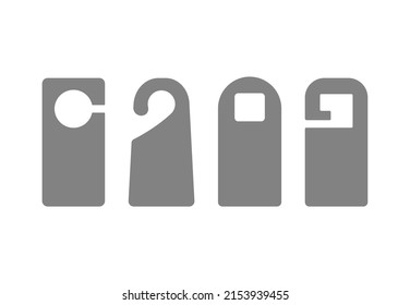 Hotel door hanger tags template set vector illustration icons in flat style. Empty door mock up blank samples for do not disturb design isolated

