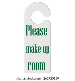 Hotel door hanger with text please make up  room, clean room vector isolated