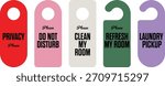 Hotel Door Hanger Vector Set, Do Not Disturb and Room Service Signs Collection, hotel door sign collection
