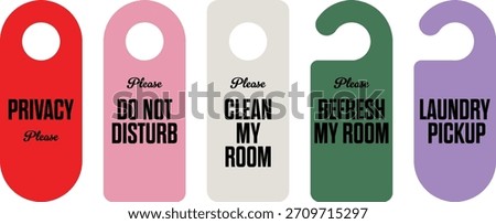 Hotel Door Hanger Vector Set, Do Not Disturb and Room Service Signs Collection, hotel door sign collection
