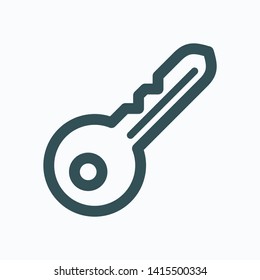 Hotel door key isolated icon, hotel room key linear icon