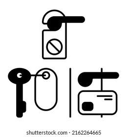 hotel door knob, key room, key card icon with solid line style. Suitable for website design, logo, app and UI. Based on the size of the icon in general, so it can be reduced.