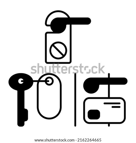hotel door knob, key room, key card icon with solid line style. Suitable for website design, logo, app and UI. Based on the size of the icon in general, so it can be reduced.