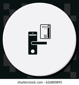 Hotel door lock and key card icon.