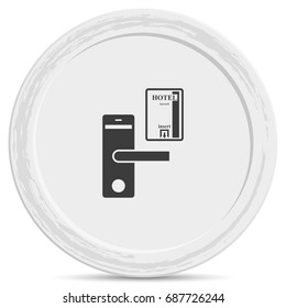 Hotel Door Lock And Key Card Simple Vector Icon. Doorknob Flat Pictogram.