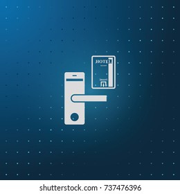 Hotel door lock and key card icon.