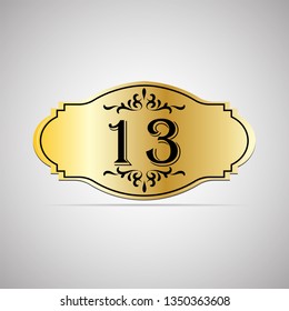 Hotel door number thirteen. Vector