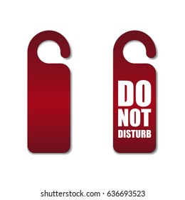 Hotel Door Warning Messages with text "DO NOT DISTURB" and empty. Vector. Isolated. Red.
