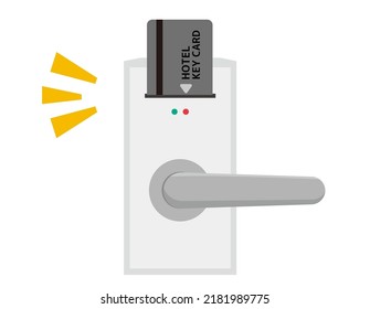 Hotel doorknobs and key cards .　Vector illustration .