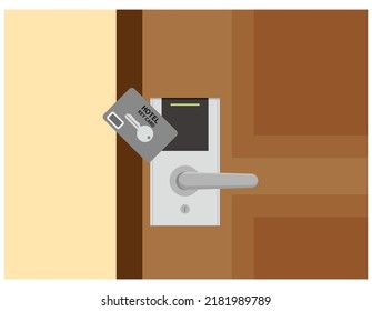 Hotel doorknobs and key cards .　Vector illustration .