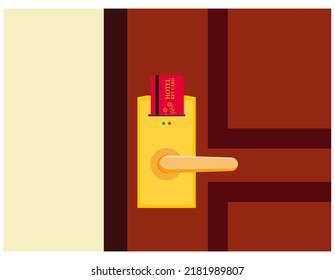 Hotel doorknobs and key cards .　Vector illustration .