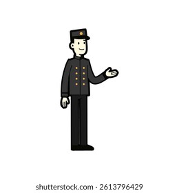 hotel doorman vector in cartoon form