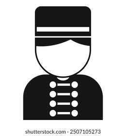 Hotel doorman wearing uniform with buttons standing icon silhouette