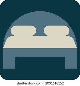Hotel double bed, illustration, vector, on a white background.