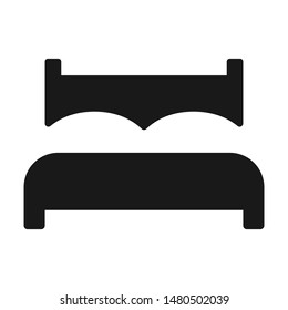 Hotel double bed room flat vector icon
