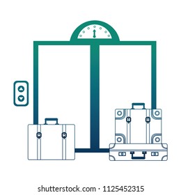 hotel elevator doors and suitcases