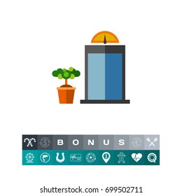 Hotel elevator with houseplant vector icon