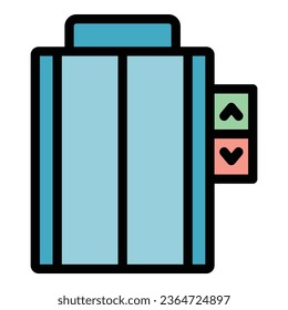 Hotel elevator icon outline vector. Hotel facility. Modern room color flat