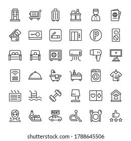 hotel facilities 36 outline icons vector