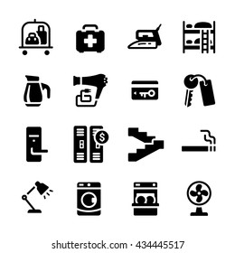 Hotel Facilities Amenities Vector Icon Set