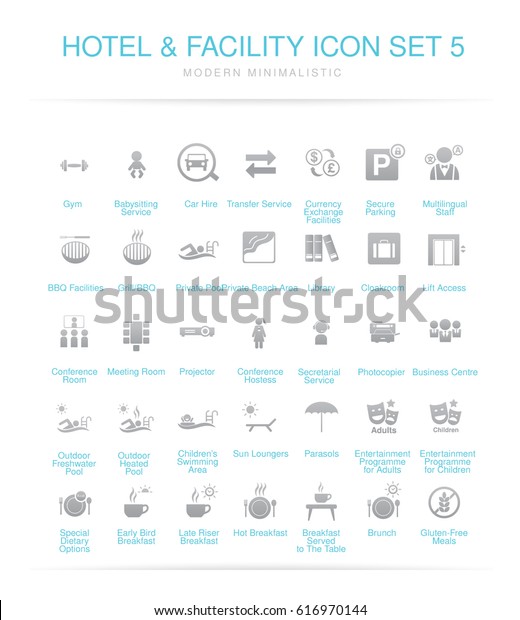 Hotel and Facilities icon set\
5