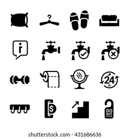 Hotel Facility Amenities Vector Icon Set