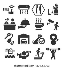 hotel facility icon set