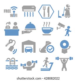 hotel facility icon set
